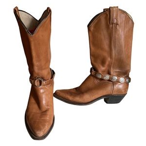 Vintage Tan Genuine Leather Western Cowgirl Boots Women’s Size 6.5